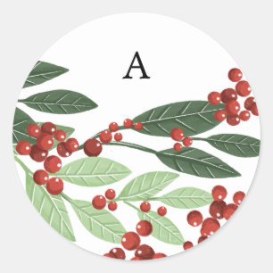 Enchanted Botanical Monogram- julkuvert Runt Klistermärke