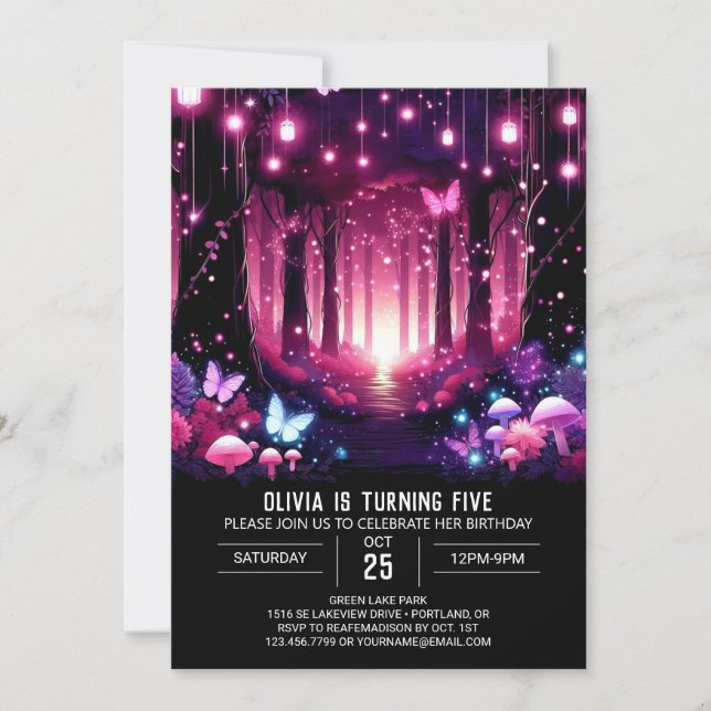 Enchanted Bright Woodland Digital Birthday Inbjudningar (Framsida)