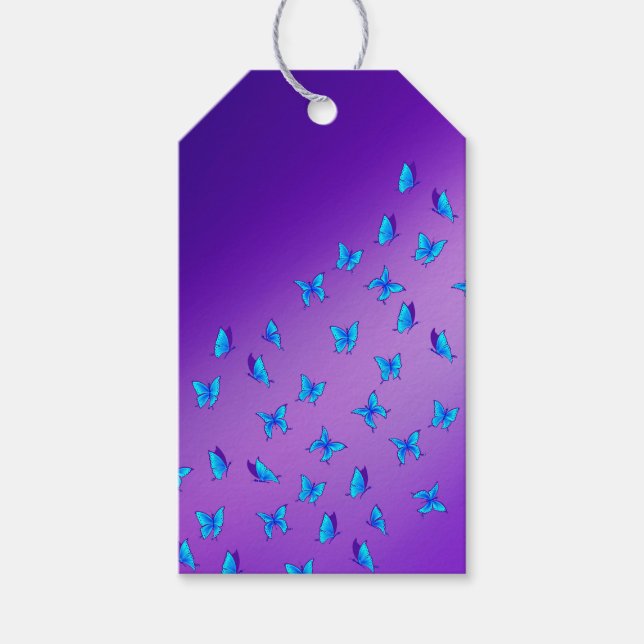Enchanted Butterflies Purple  Gift Tags  Presentetikett (Framsidan)