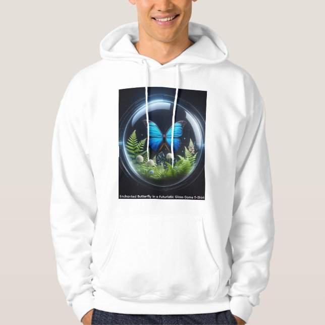 Enchanted Butterfly in a Futuristic Glass Dome T-S Hoodie (Framsida)