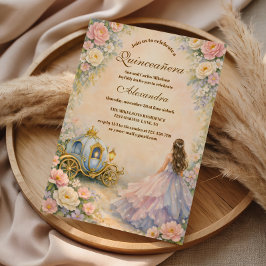 Enchanted Carriage Fairytale Quinceañera Inbjudningar