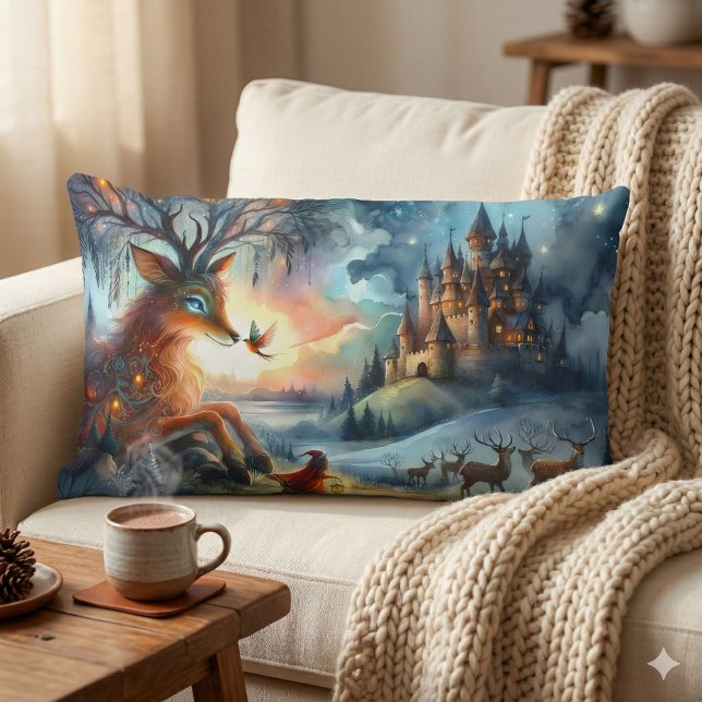 Enchanted Castle Winter Art Lumbarkudde (Enchanted Castle Winter Art Lumbar Pillow Mockup A)