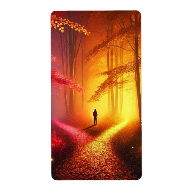 Enchanted Crossroads – Vibrant Autumn Forest Art P Fraktsedel (Framsidan)