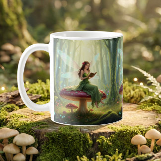 Enchanted Day Fairy Reading a Book Kaffemugg