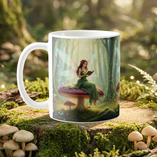 Enchanted Day Fairy Reading a Book Puzzle Kaffemugg (Skapare uppladdad)