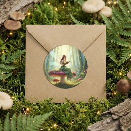 Enchanted Day Fairy Reading a Book Runt Klistermärke