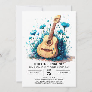 Enchanted Digital Guitar Boy Birthday Inbjudningar