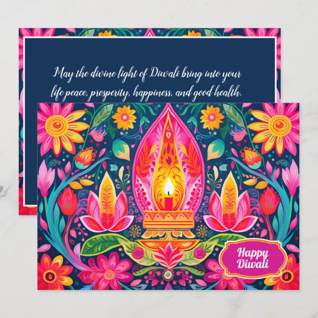 Enchanted Diwali Gardens card Inbjudningar (Fram/baksida)