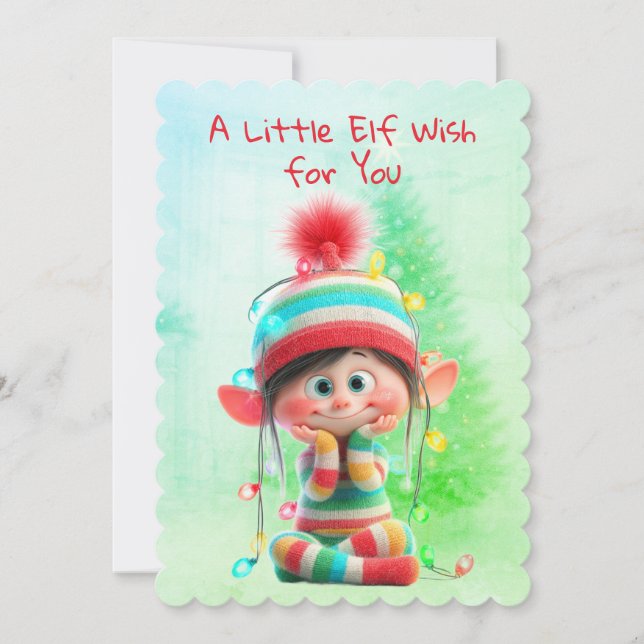 Enchanted Elf | North Pole Christmas Magic Julkort (Framsida)