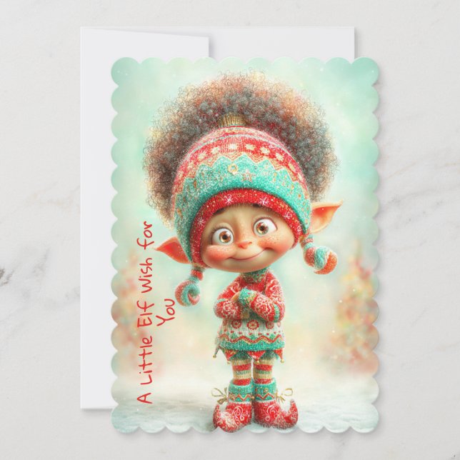 Enchanted Elf | North Pole Christmas Magic Julkort (Framsida)