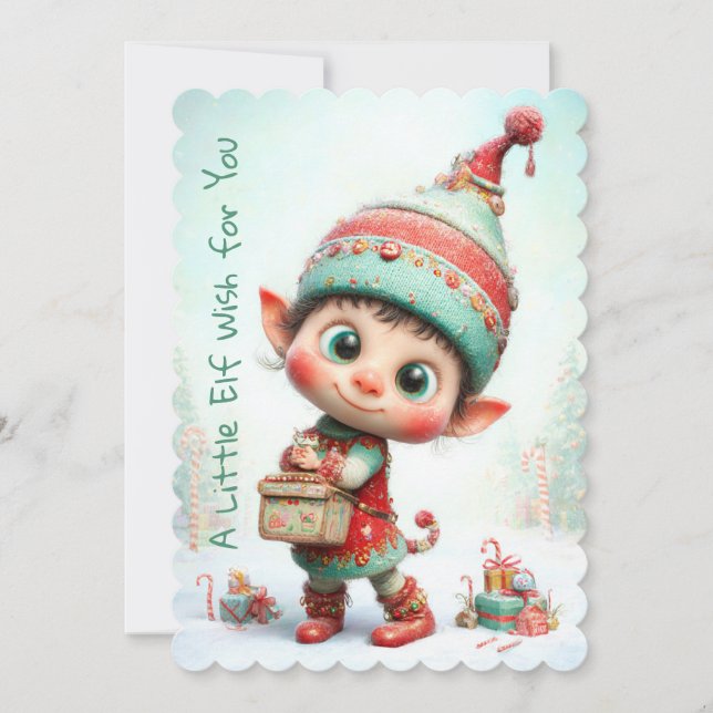 Enchanted Elf | North Pole Christmas Magic Julkort (Framsida)