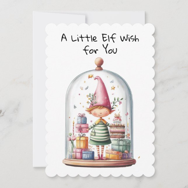 Enchanted Elf | North Pole Christmas Magic Julkort (Framsida)