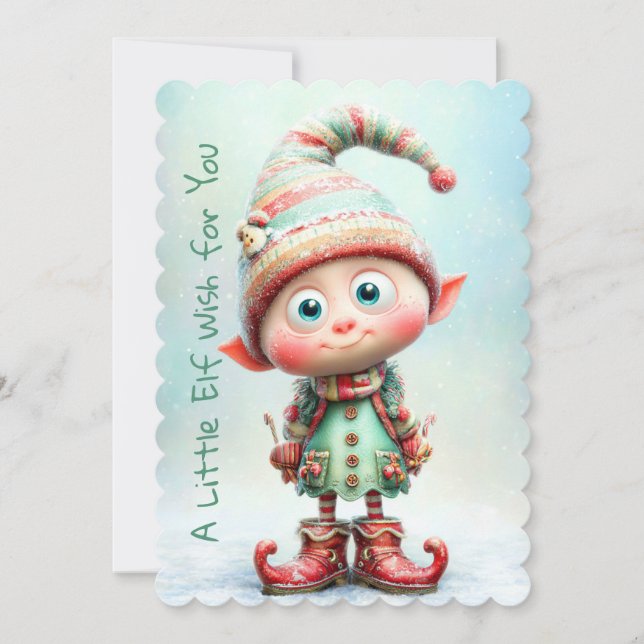 Enchanted Elf | North Pole Christmas Magic Julkort (Framsida)