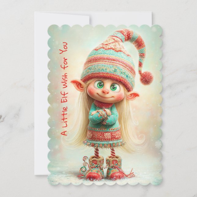 Enchanted Elf | North Pole Christmas Magic Julkort (Framsida)