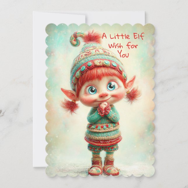 Enchanted Elf | North Pole Christmas Magic Julkort (Framsida)