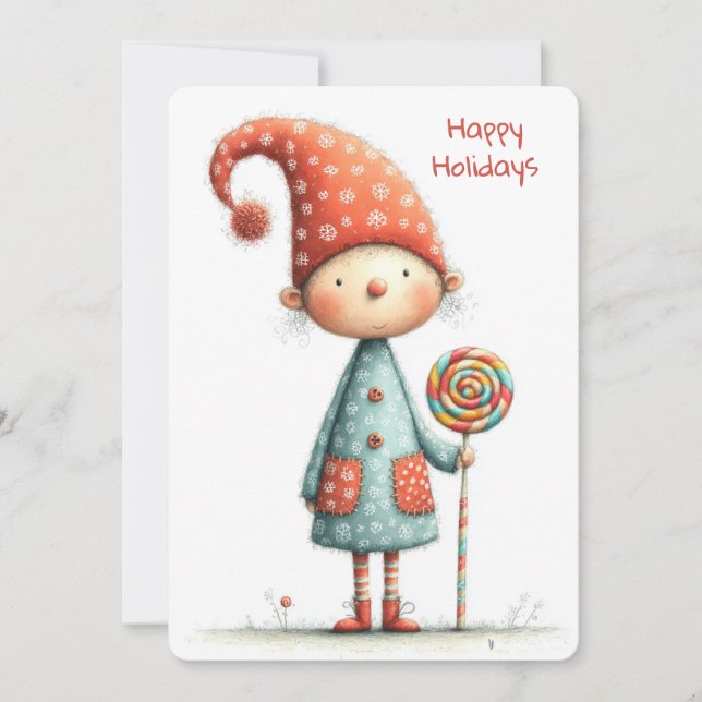 Enchanted Elf | North Pole Christmas Magic Julkort (Framsida)