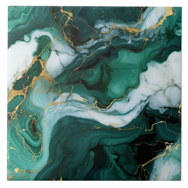 Enchanted Emerald Swirl Tile Kakelplatta (Framsidan)