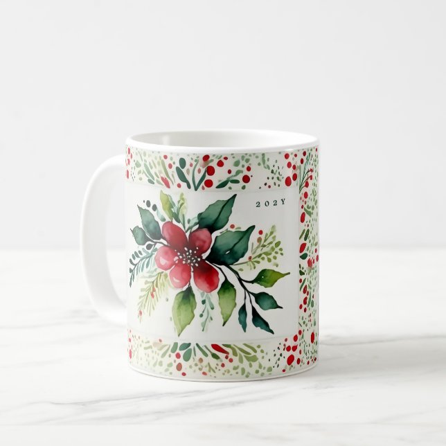 Enchanted Evergreen Elegance jul Kaffemugg (Framsida vänster)