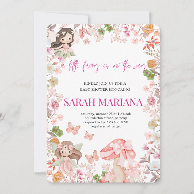 Enchanted Fairy Baby Shower  Inbjudningar (Framsida)