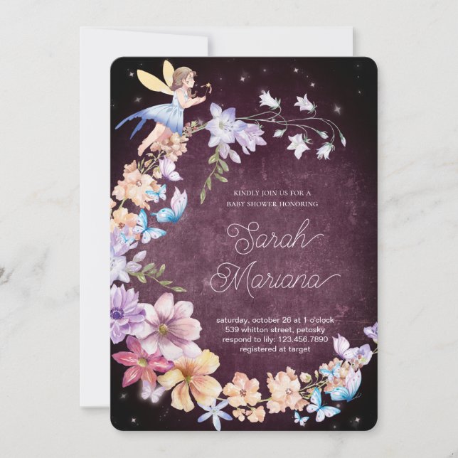 Enchanted Fairy Baby Shower Inbjudningar (Framsida)
