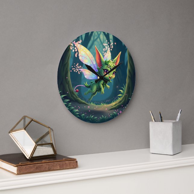 Enchanted Fairy Critter – Magical Forest Sprite  Stor Klocka (Kontor)