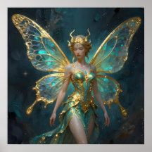 Enchanted Fairy in Gold and Turquoise 