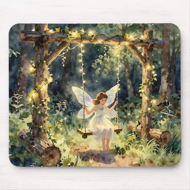 Enchanted Fairy on a Swing in a Magical Forest Musmatta (Framsidan)