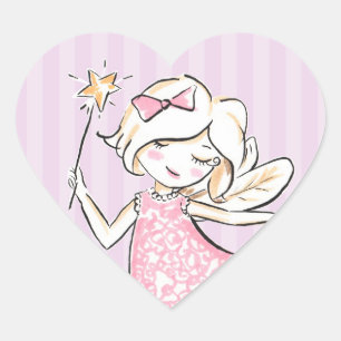 Enchanted Fairy Princess Födelsedagsfest Sticker Hjärtformat Klistermärke