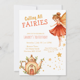 Enchanted Fairy Tea Garden Birthday Party Inbjudningar
