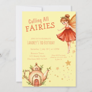 Enchanted Fairy Tea Garden Birthday Party Inbjudningar