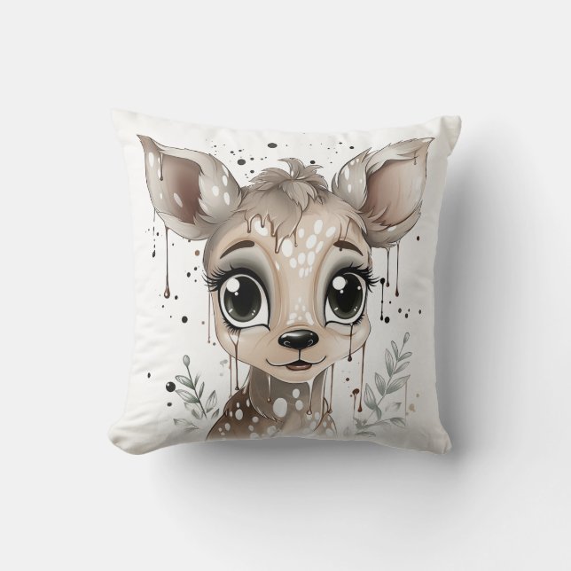 "Enchanted Fawn" Whimsical Cushion Cover Kudde (Framsida)