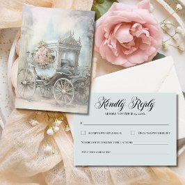 Enchanted Floral Carriage Fairytale Wedding Mail OSA Kort