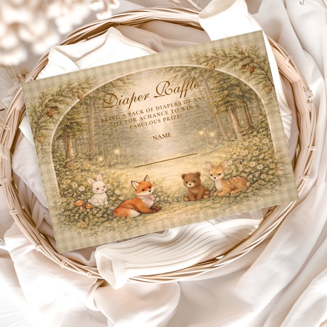 Enchanted Forest Baby Animals Diapper Raffle Tilläggskort (Skapare uppladdad)
