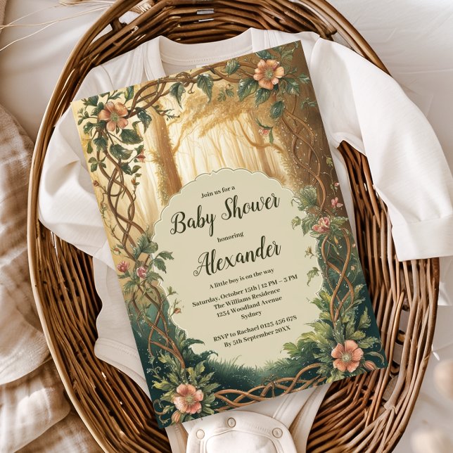 Enchanted Forest Boy Baby Shower  Inbjudningar (Skapare uppladdad)