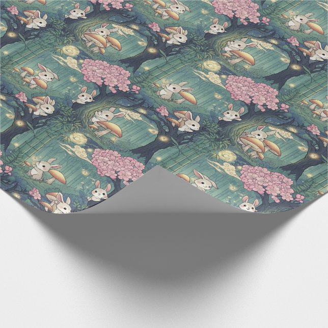 Enchanted forest, Bunny cherry blossom Presentpapper (Hörn)