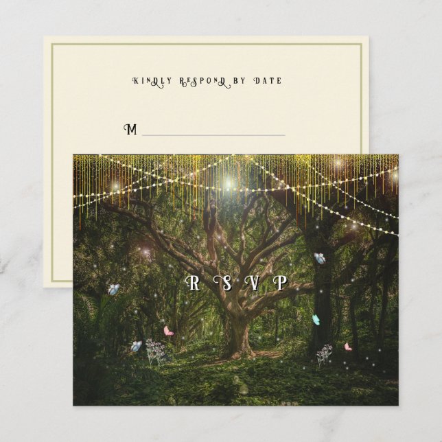 Enchanted Forest Butterflies Gold Lights OSA Kort (Fram/baksida)