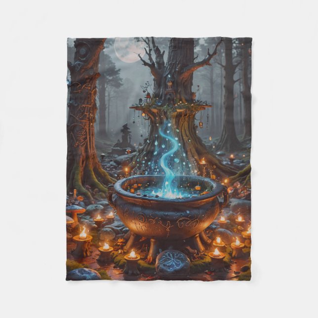 Enchanted Forest Cauldron Under the Moonlight Fleecefilt (Framsidan)