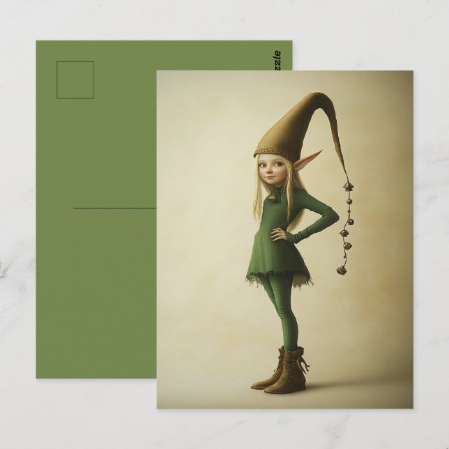 Enchanted Forest Elf Vykort (Fram/baksida)