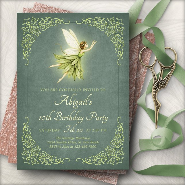 Enchanted Forest Fairy Birthday Invitation Inbjudningar (Skapare uppladdad)