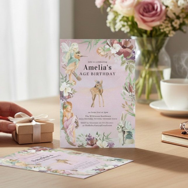 Enchanted Forest Fairy Birthday Party Invite Inbjudningar (Skapare uppladdad)