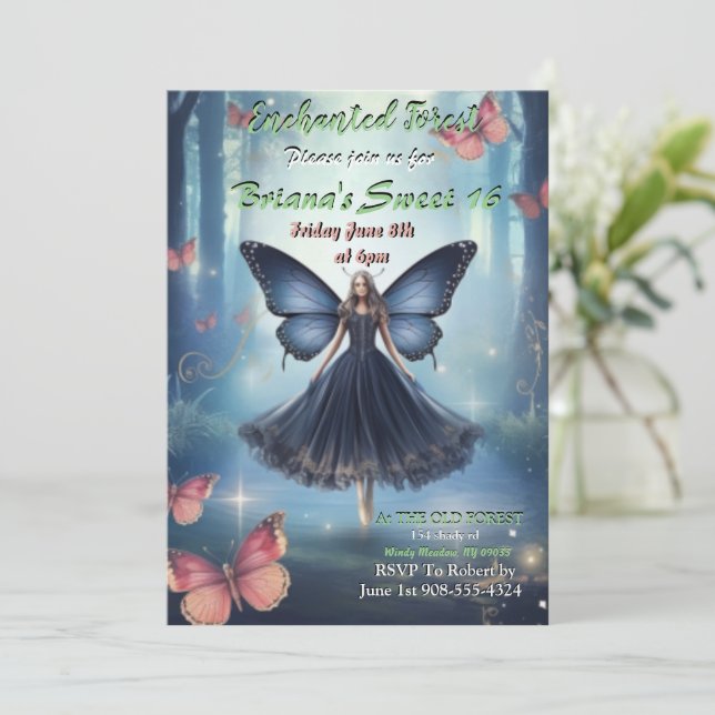 Enchanted Forest Fairy Sweet 16-inbjudan Inbjudningar (Stående Fram)