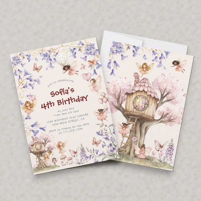 Enchanted Forest Fairy Treehouse Birthday Invite Inbjudningar (Skapare uppladdad)