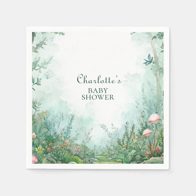 Enchanted Forest Fairytale Forest Baby Shower Pappersservett (Framsidan)