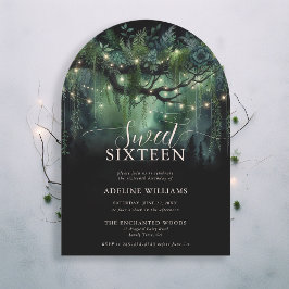 Enchanted Forest Foliage Arch Fairytale Sweet 16 Inbjudningar