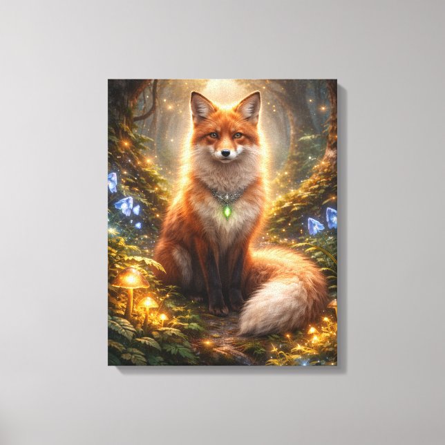 Enchanted forest fox glow canvastryck (Framsida)