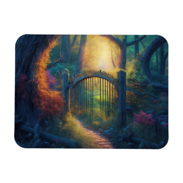 Enchanted Forest Garden | Digital konst Magnet (Horisontell)