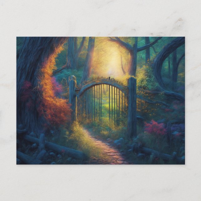 Enchanted Forest Garden | Digital konst Vykort (Framsida)