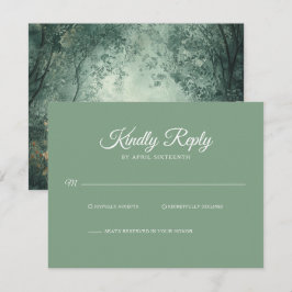 Enchanted Forest Light Green Wedding RSVP OSA Kort