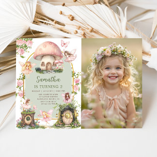 Enchanted Forest Magical Fairy Birthday Photo Inbjudningar