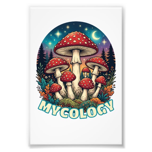 Enchanted Forest Mushroom Art Fototryck (Framsidan)